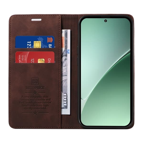 BETOPNICE 003 för Xiaomi 15 Pro Plånboksfodral Konstläder - Brun