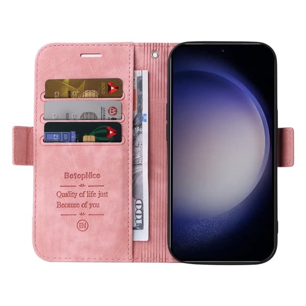 BETOPNICE 001 för Samsung Galaxy S24+ Plånboksfodral Konstläder - Rosa