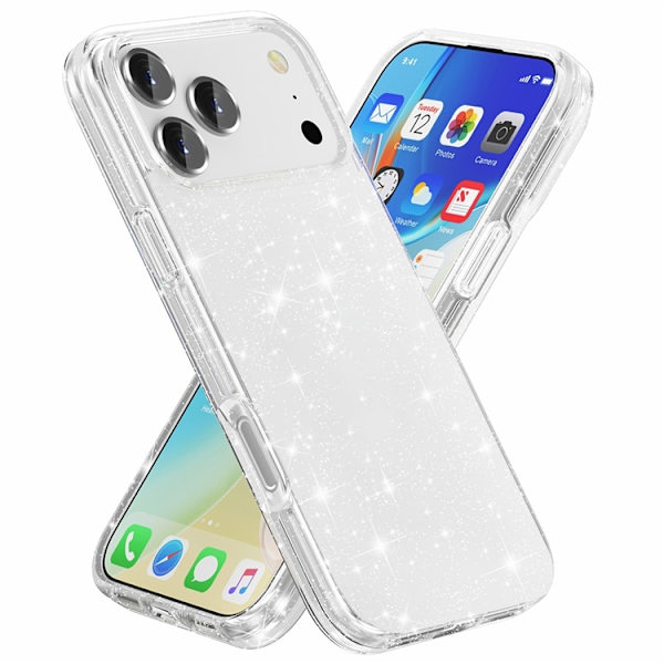 AMORUS Mobilskal till iPhone 17 Pro Max Shockproof - GlitterVit Vit