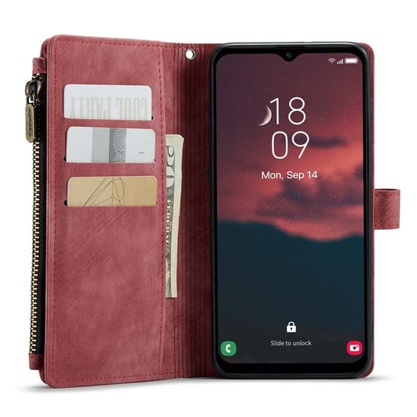 CASEME Galaxy A24 4G Plånboksfodral C30 Zipper - Röd Röd