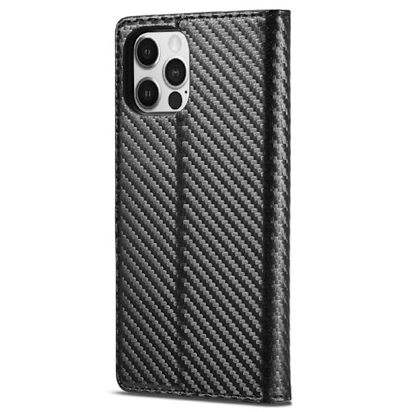 LC.IMEEKE iPhone 12 Plånboksfodral Konstläder - Vertikal Röd Rand