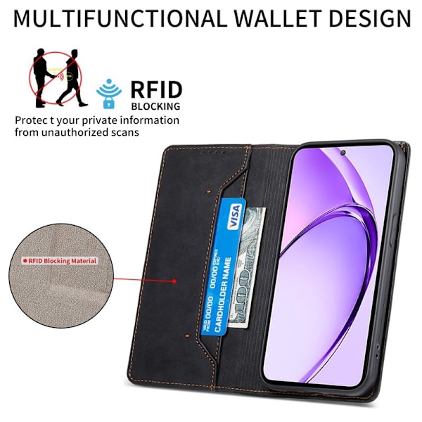 Plånboksfodral för Samsung Galaxy S26 RFID Blocking Konstläder - Svart