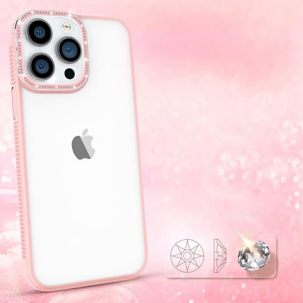 Kingxbar iPhone 13 Pro Skal Sparkles med Crystals - Rosa Rosa