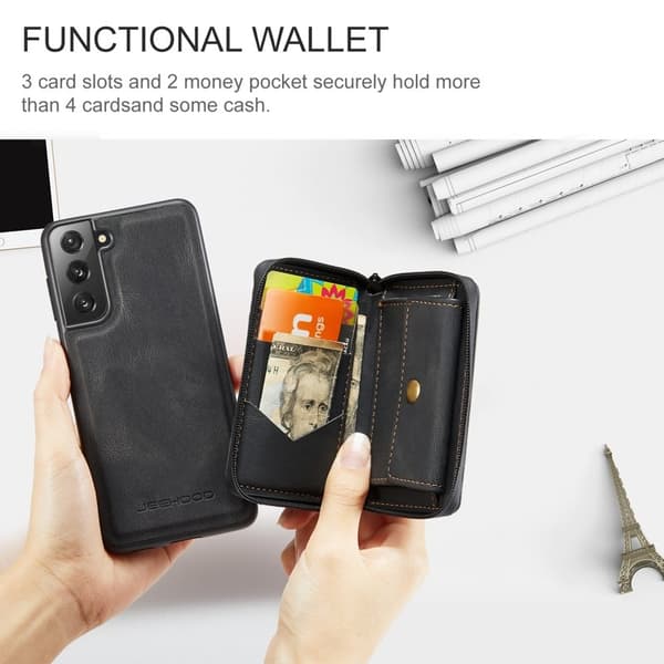 JEEHOOD Kickstand TPU Plånboksfodral med Magnetisk - Svart