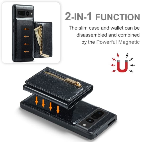 DG.MING M3 Series Konstläder Plånboksfodral för Google Pixel 7 Pro 5G Svart