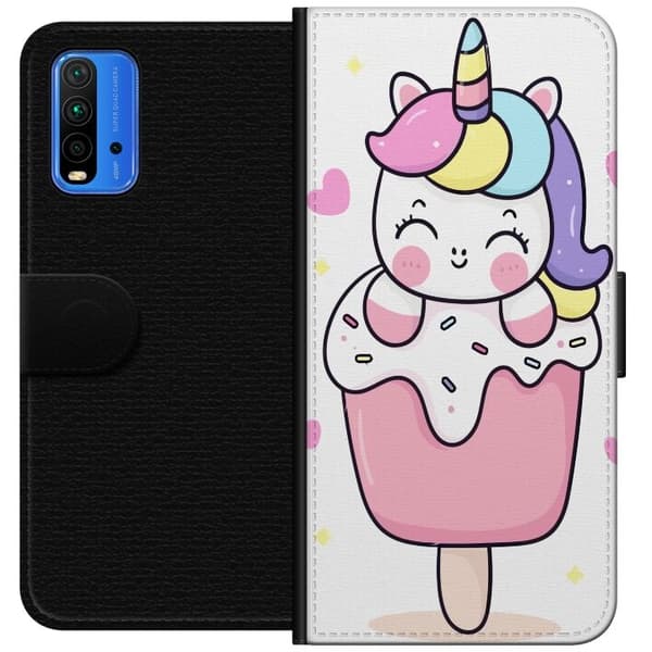 Plånboksfodral till Xiaomi Redmi Note 9 4G med Glad enhörning
