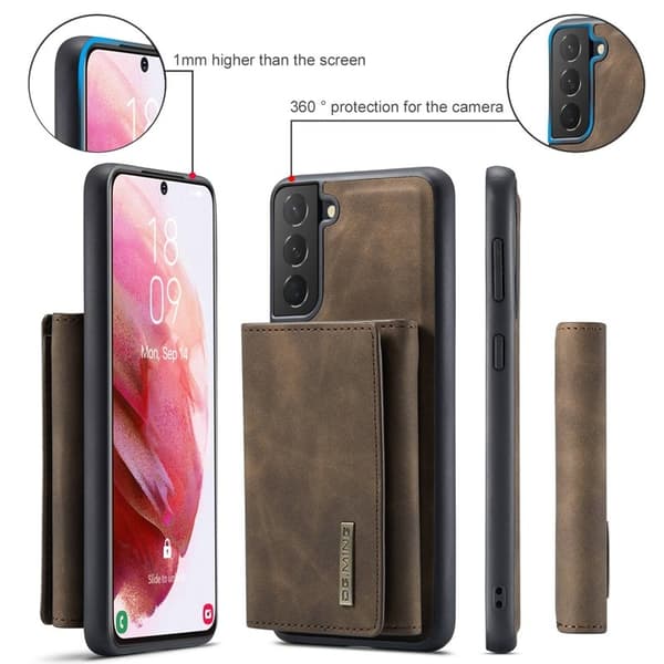 DG.MING Konstläder Plånboksfodral för Samsung Galaxy S23+ - Brun