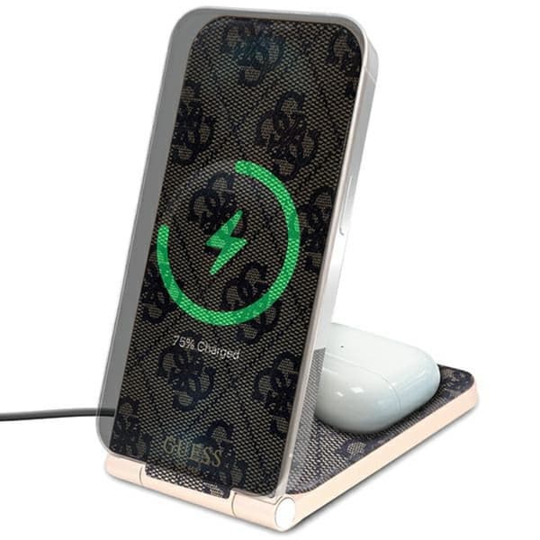 Guess Trådløs Oplader Magsafe iPhone/AirPods 15W - Brun Vit