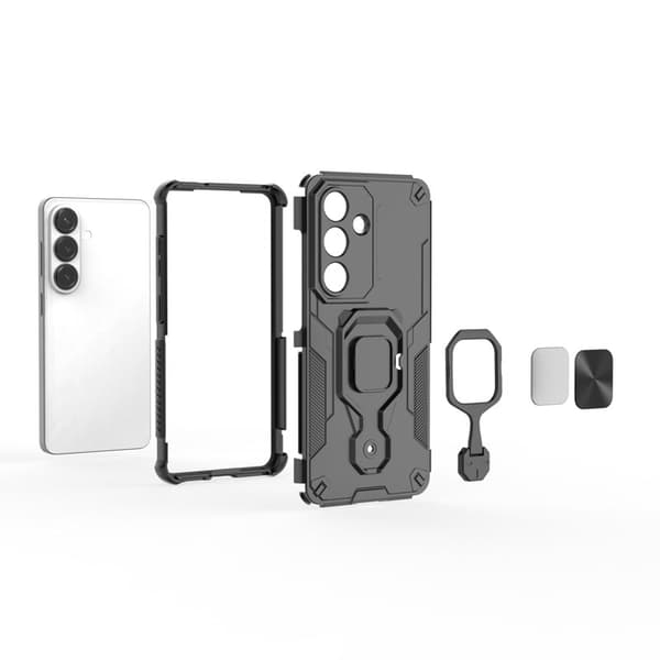 Samsung Galaxy S26/S26 Pro Skal Rotera Ring Kickstand Plast - Svart