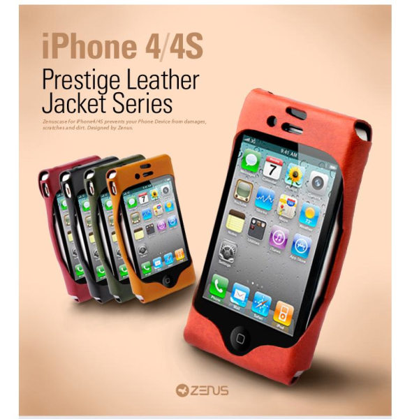 Zenus Leather Jacket väska  till Apple iPhone 4S / 4  (Orange)