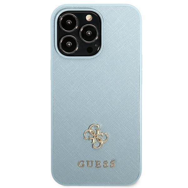 Guess iPhone 13 Pro Max Skal Saffiano Small Metall Logo - Blå