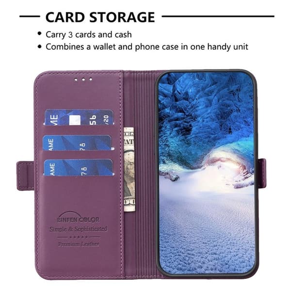 BINFEN Samsung Galaxy S26 Plus Plånboksfodral Konstläder Flip Folio - Mörklila