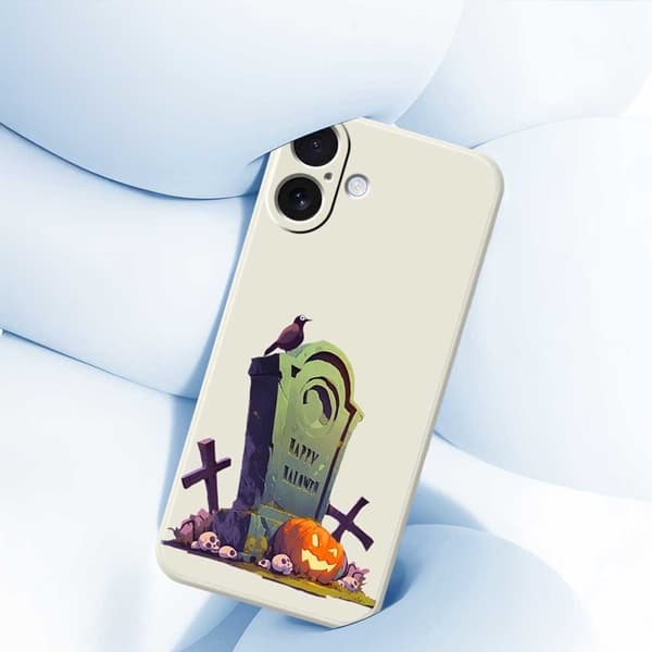 Mobilskal till iPhone 17 med Halloween Tombstone Pattern TPU - Grön