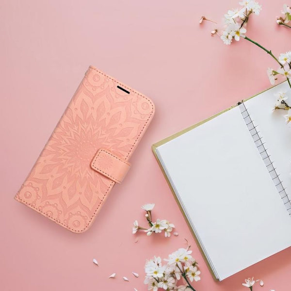iPhone 16 Pro Plånboksfodral Mezzo Mandala - Peach Fuzz Rosa