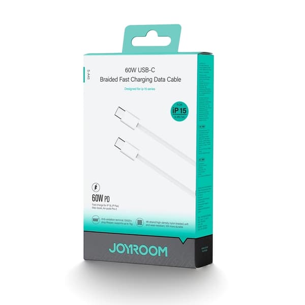 Joyroom USB-C til USB-C Kabelben Serie 60W 1m - Hvid Vit