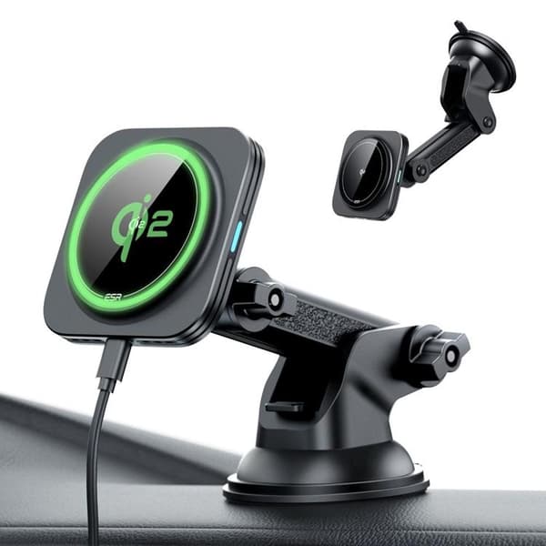 ESR Qi2 15W Magsafe Dashboard Bilholder Trådløs oplader Black