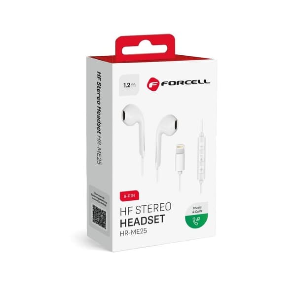 Forcell-kuulokkeet Stereo Apple Lightningille NY BOX - Valkoinen Vit