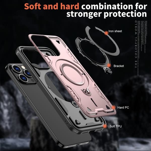 iPhone 15 Pro Max Skal Plast Militärt Skydd - Roséguld