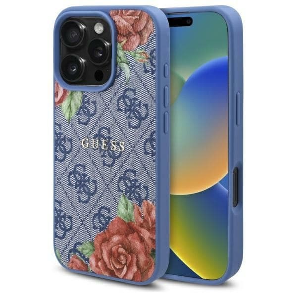 Guess telefonetui til iPhone 16 Pro MagSafe 4G Blomsterprint - Blå Blå