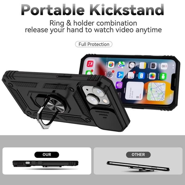iPhone 14 Skal Ringhållare Kickstand - Svart Black