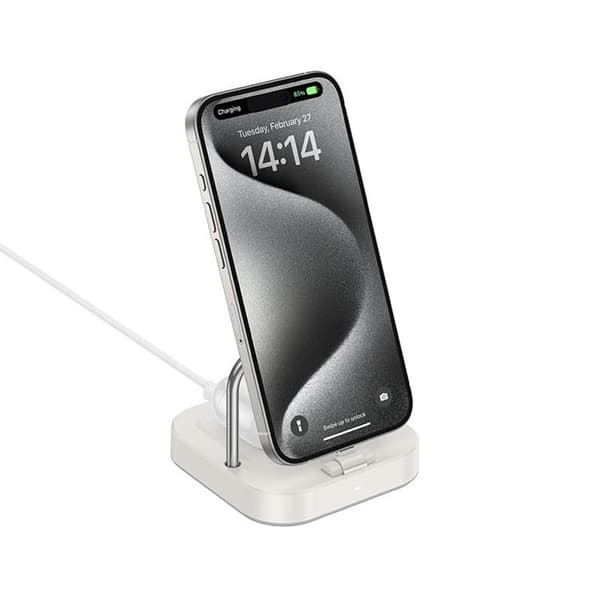 Hoco 2in1 Trådlös Laddare 5W PD QC 3A 30W CQ16B - Vit Vit