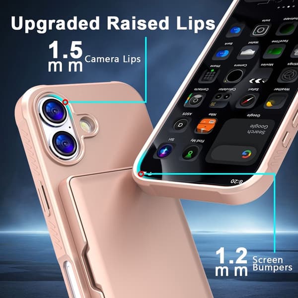Mobilskal till iPhone 17 Korthållare Mirror Kickstand Roséguld