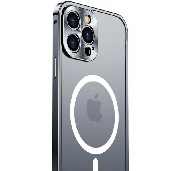 iPhone 14 Case Magsafe Metalramme - Sølv