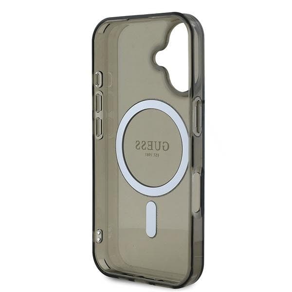 Guess Telefontaske til iPhone 16 Plus MagSafe IML Glitter Circle - Sort Black