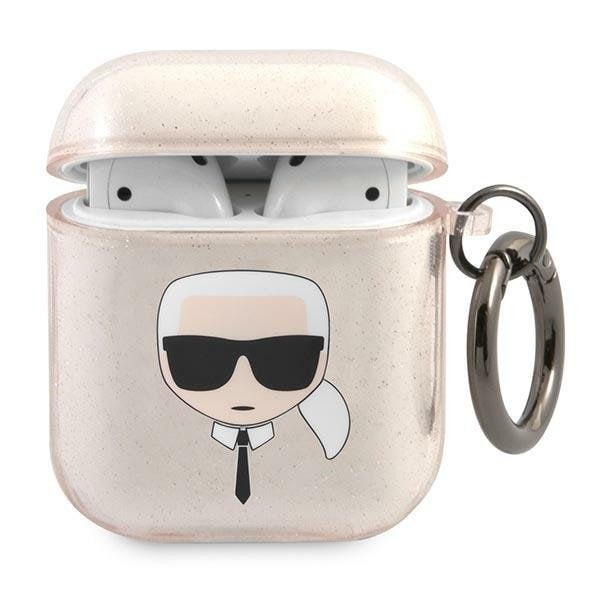 Karl Lagerfeld Skal Glitter Karl`s Head Airpods - Guld Gul