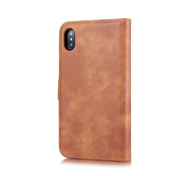 DG.MING iPhone XS Max 2-i-1 Plånboksfodral Äkta läder - Brun