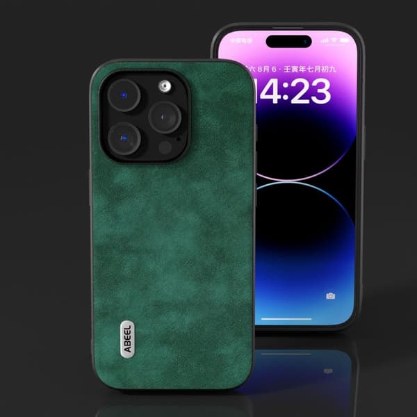 ABEEL Mobilskal till iPhone 15 Pro Texturerad PU Läder Grön