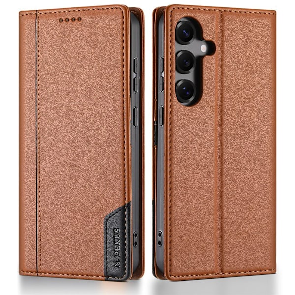 N.BEKUS Plånboksfodral för Samsung Galaxy S26 Plus RFID Blocking - Brun