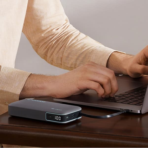 Cuktech Powerbank 20000 mAh 55W USB-C USB-A med Inbyggd Kabel - Grå Grå