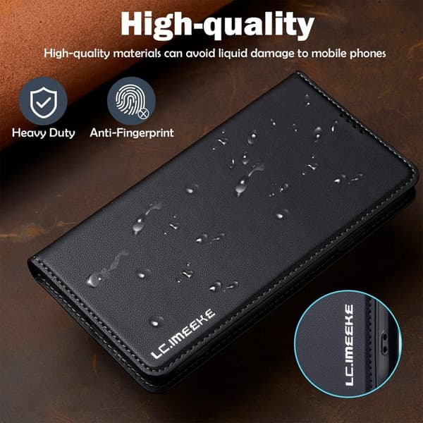 LC.IMEEKE L1 Series iPhone XS/X Plånboksfodral Konstläder - Svart