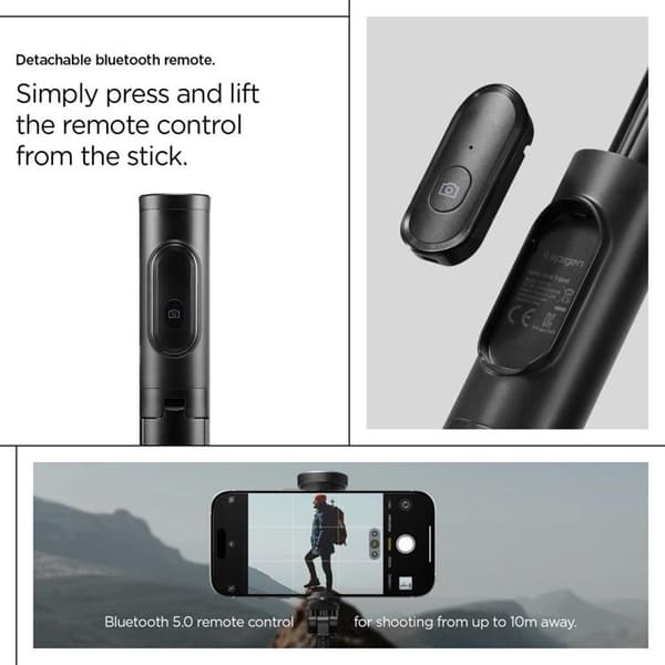 Spigen Selfiestick Tripod Bluetooth S541W - Svart Svart
