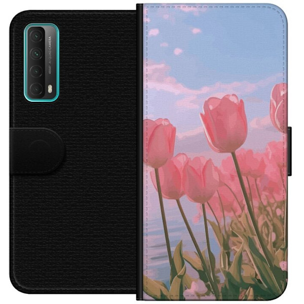 Pungcover til Huawei P smart 2021 med lyserøde tulipaner