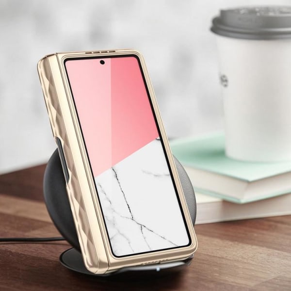 Supcase Galaxy Z Fold 5 matkapuhelinsuoja Cosmo Pen - marmorivaaleanpunainen
