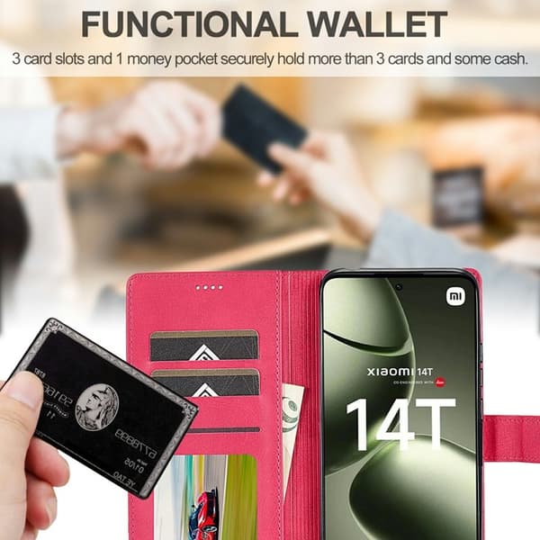 LC.IMEEKE Xiaomi 14T Plånboksfodral Konstläder - Rosa
