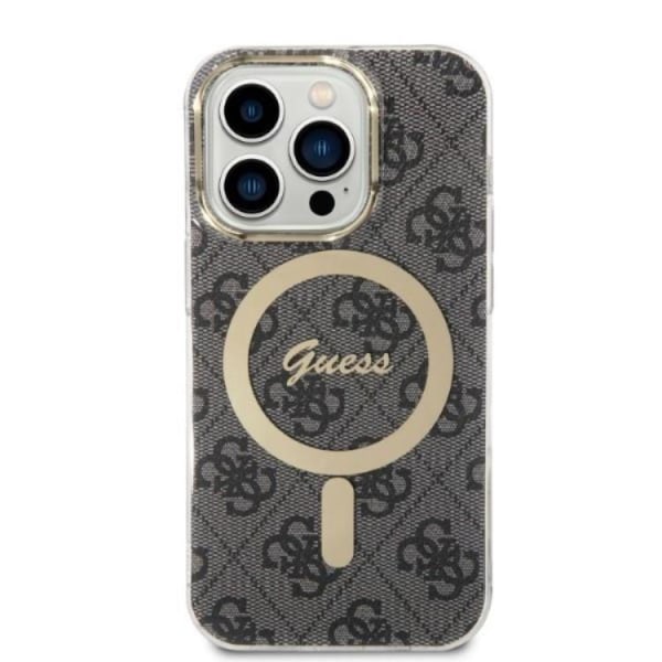 GUESS iPhone 14 Pro Magsafe Cover 4G Print + Trådløs oplader - En