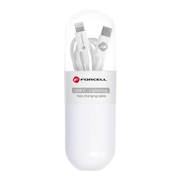 Forcell USB-C till Lightning kabel PD 20W 1m - Vit Vit