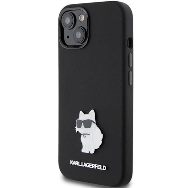KARL LAGERFELD iPhone 15/14 Plus Mobilskal Silikon Metal Pin Svart