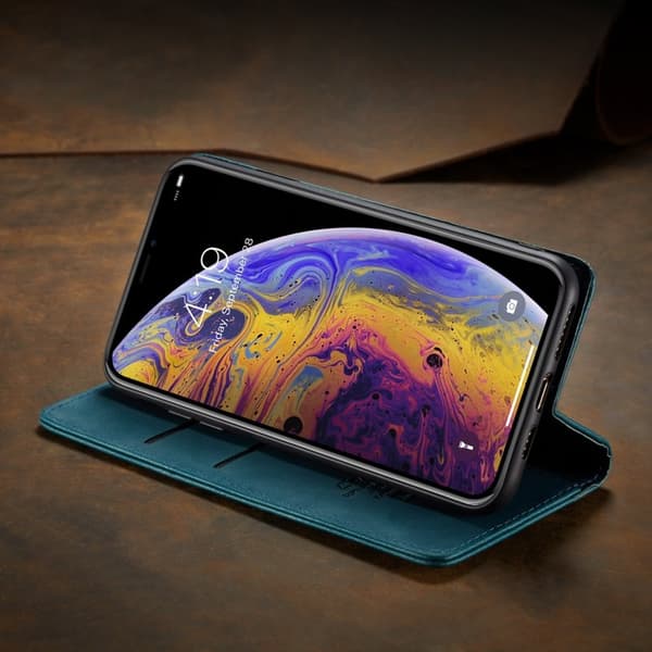 CASEME 013 Plånboksfodral Konstläder för iPhone XS Max - Blå