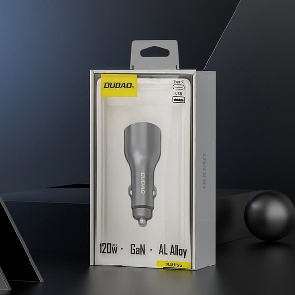 Dudao Billaddare PD 120W 1xUSB-A 1xUSB-C QC3.0 LED R4Ultra - Grå Grå