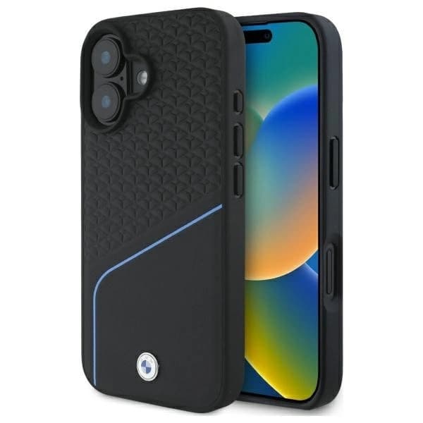 BMW telefontaske til iPhone 16 MagSafe Textured and Line - Sort Black