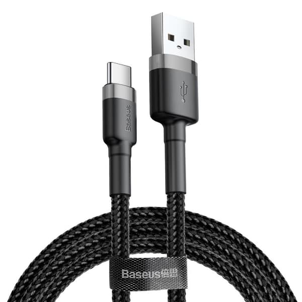 Baseus Cafule USB-C till USB-A kabel 3A 1M - Grå/Svart Svart
