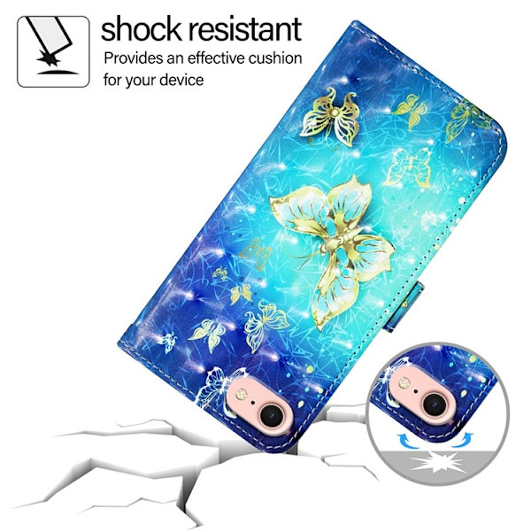 iPhone 16e Plånboksfodral Printing Pattern Med Rem Blå