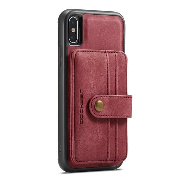 JEEHOOD Mobilskal till iPhone XS Max Shockproof Wallet Röd