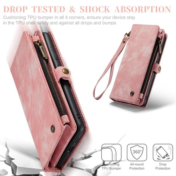 CASEME 008 Series Samsung Galaxy S23+ Plånboksfodral Konstläder Rosa