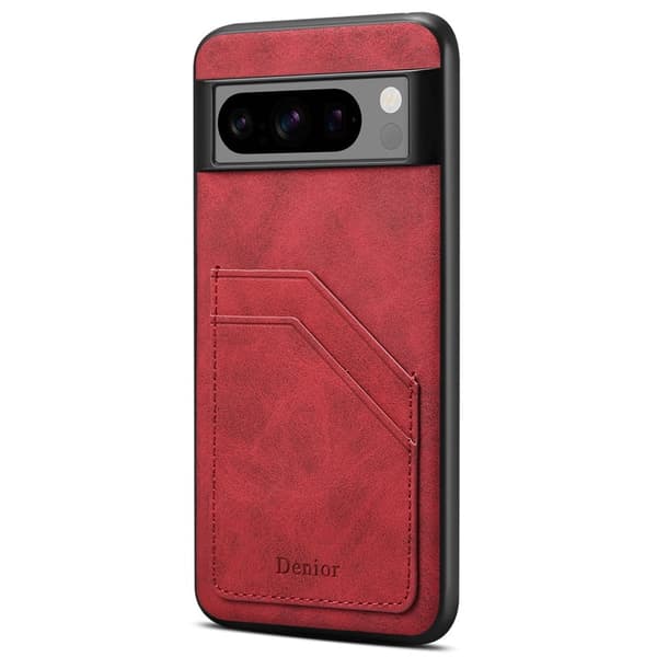 DENIOR Google Pixel 8 Pro Fodral Retro Dubbelkortslott Röd