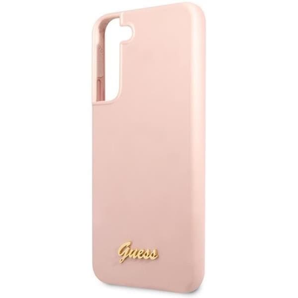 Guess Galaxy S23 Plus Skal Silicone Script Metal Logo - Rosa Rosa